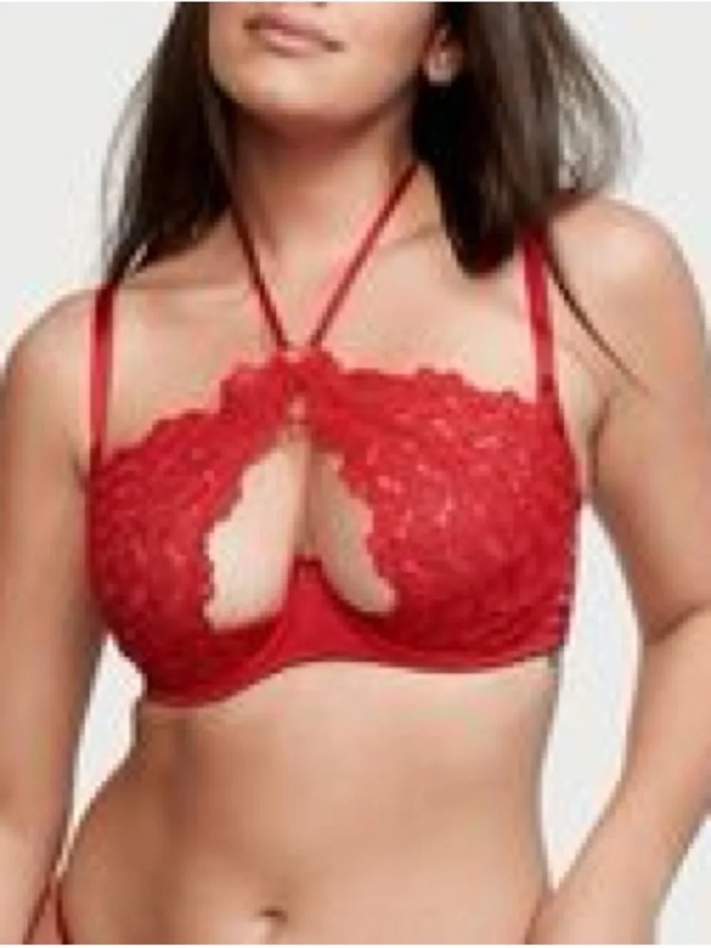 NWOT Victoria's Secret Valentine’s Day Lace Halter Bralette with Heart Details